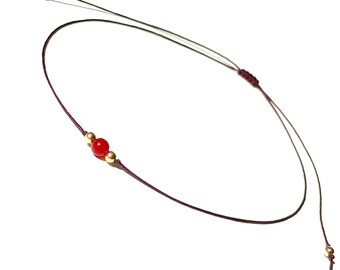 Delicate Natural Red Carnelian Choker, Known as the Sun Catcher Gemstone for Creativity, Protection, Wealth, Good-Luck and Wisdom