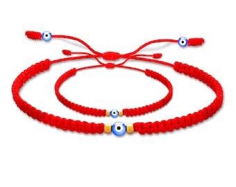 Men Women Evil Eye Red String Bracelet Protection for Kids, Babies, Newborn and Anklet too, Waterproof, Gold filled, Handmade in USA