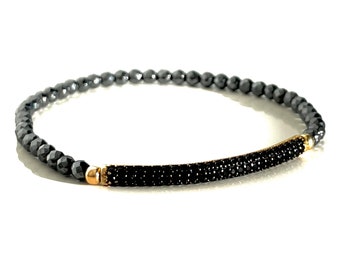 Black zirconia bar + hematite's bracelet