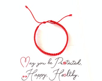 Pulsera roja de regalo genuina hecha a mano, protección para mujeres con tarjeta de oración, para hombres, niños, bebés, cuerda de hilo rojo Hilo Rojo para la buena suerte