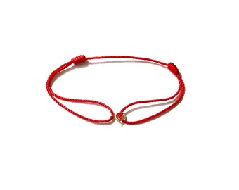 Red string bracelet cord Kabbalah Minimalist Birthday Gift, Evil Eye Protection, String of fate for woman, Good luck, Goldfilled Waterproof