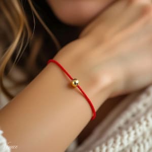 Attract Good Luck & Fortune – Red String Bracelet with Gold Ball – Smooth 1.2mm Cord, Waterproof, Custom Size