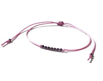 Iridescent hematite purple string bracelet handmade