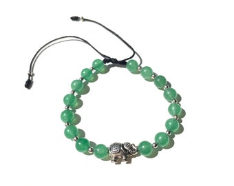 Malachite elephant beads bracelet