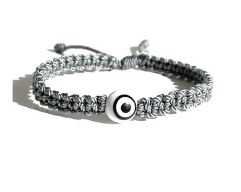 Black and white bullseye evil eye gray bracelet protection