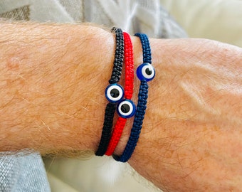 Men evil eye protection bracelet Handmade for the superman in your life handmade blessed with prayer jewelry by Lucky Charms USA