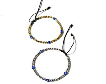 Evil eye beaded bracelet, gold-filled, sterling silver handmade-jewelry by lucky charms USA