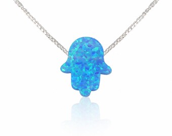 Collier main Hamsa opale