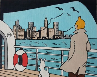 Cuadro de Tintín y Milú (Milú), cuadro de cómic de Tintín, cuadro de 8 x 11