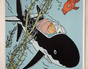 Cuadro de Tintín y Milú (Milú), cuadro cómico de Tintín, cuadro de 8x11