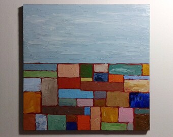 Abstract Landscape Painting, Original Painting, Oil Painting, 8x8 Inches, 20x20 cm, Small Abstract Painting, Mini Painting, Landscape