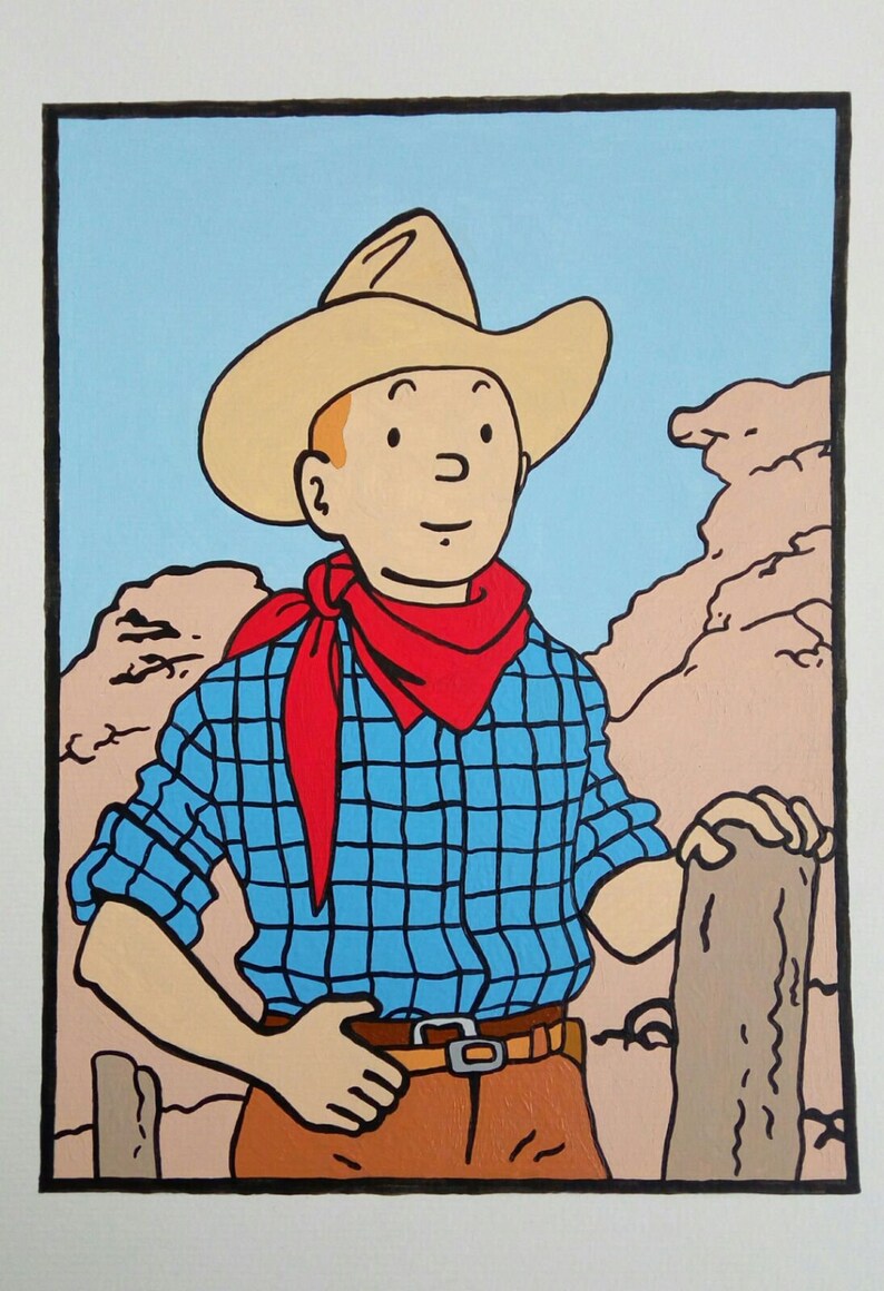 Tintin Painting Tintin In America Tintin Comic Painting | Etsy