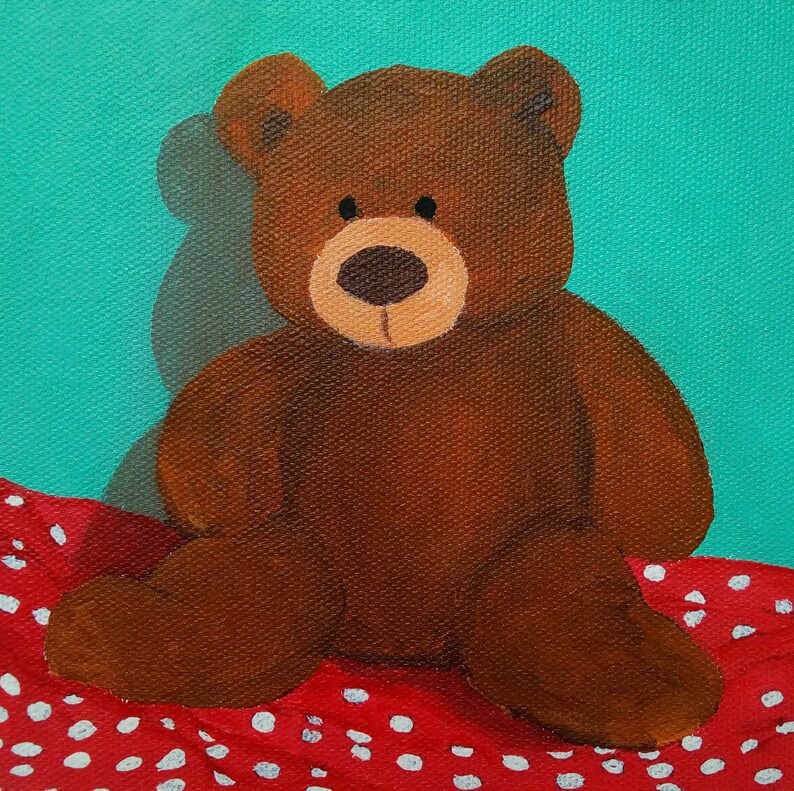 Teddy Bear Painting 8x8 Painting Nursery Art Acrylic Etsy