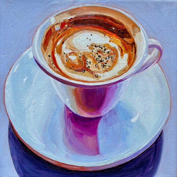 Coffee Painting Cup Painting Original Still Life Painting Kitchen Art Coffee Lovers Coffee Art 8x8 Inches Canvas Italian Espresso Etsy Ireland