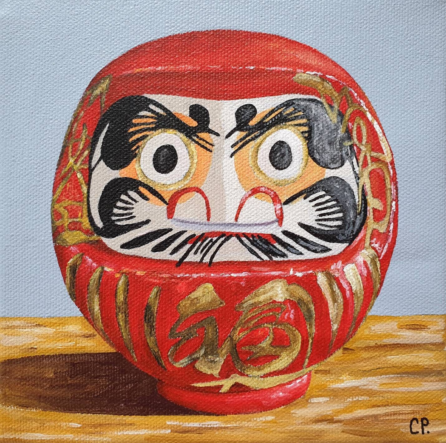Daruma Doll Painting, Original Acrylic Painting, Still Life