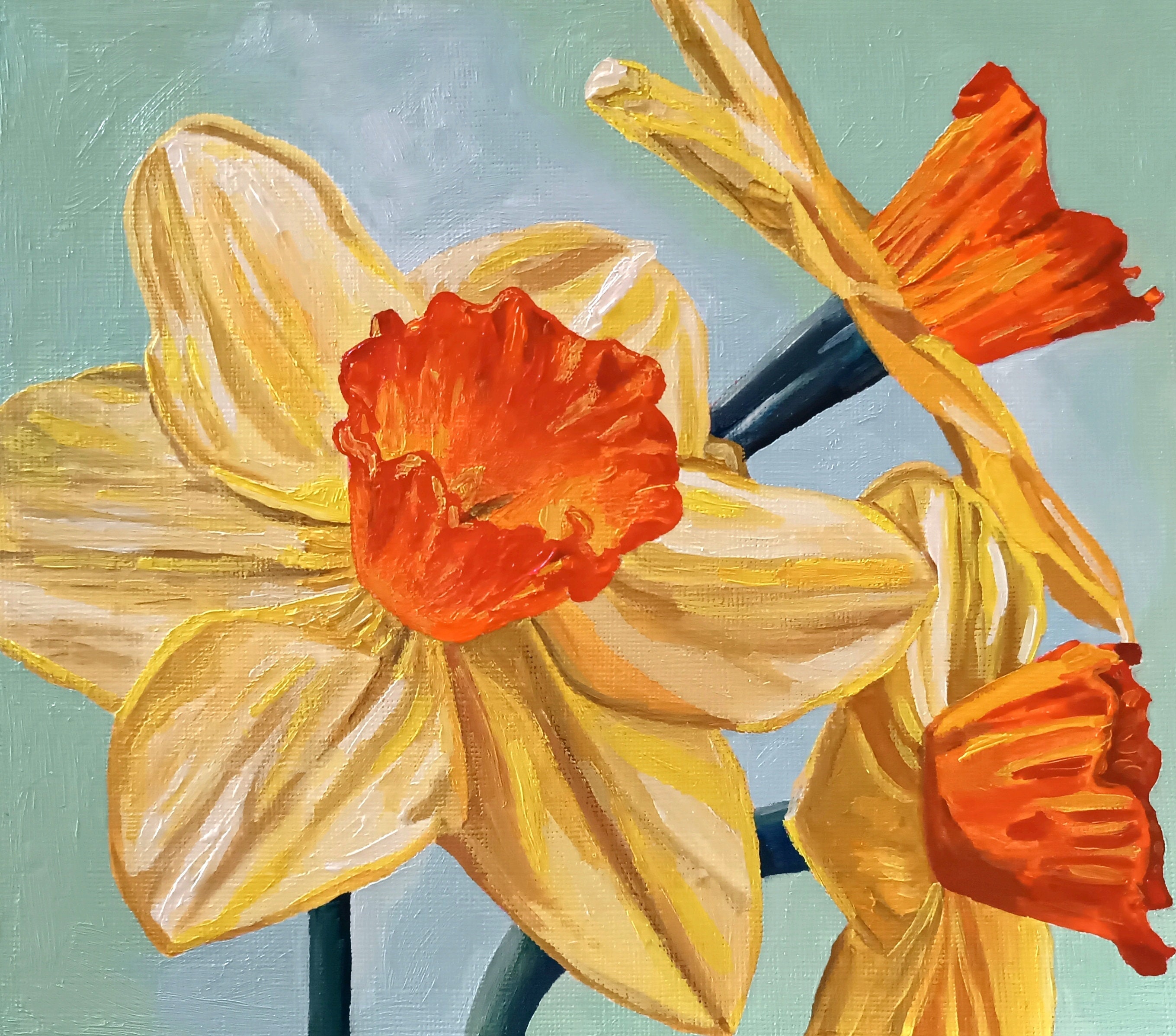 Yellow Daffodils Oil Painting, Yellow Flowers, Original Still Life ...