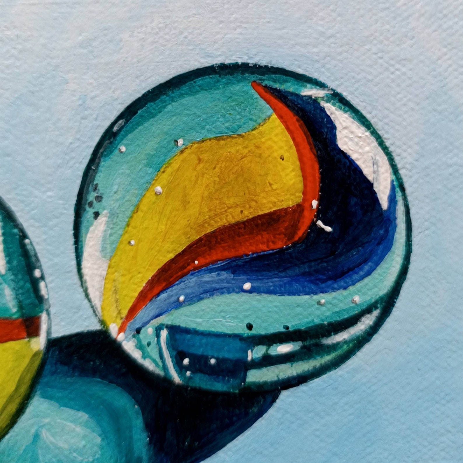 Marble Ball Painting Shiny Glass Ball Original Acrylic Etsy