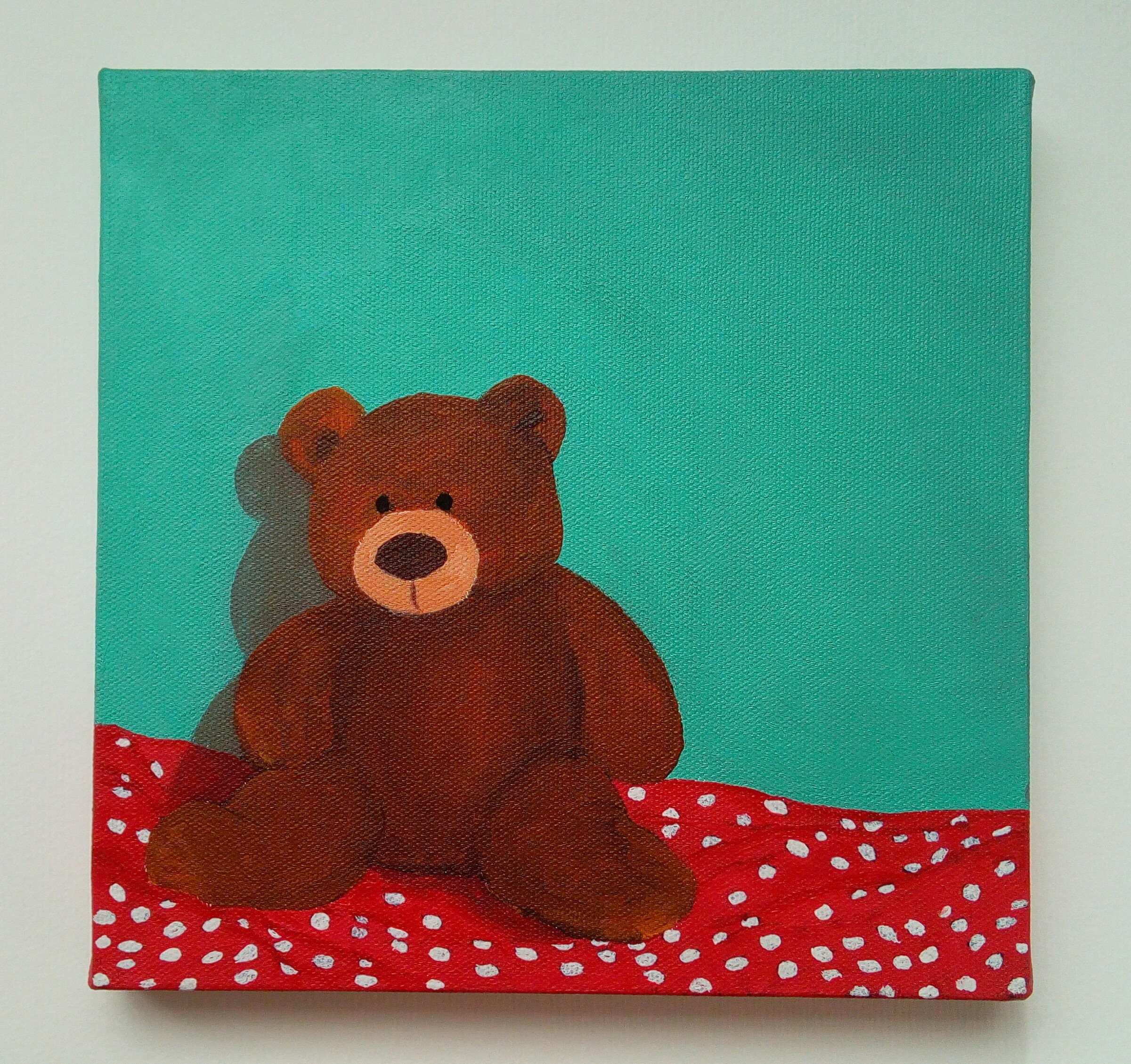 Teddy Bear Painting 8x8 Painting Nursery Art Acrylic Etsy
