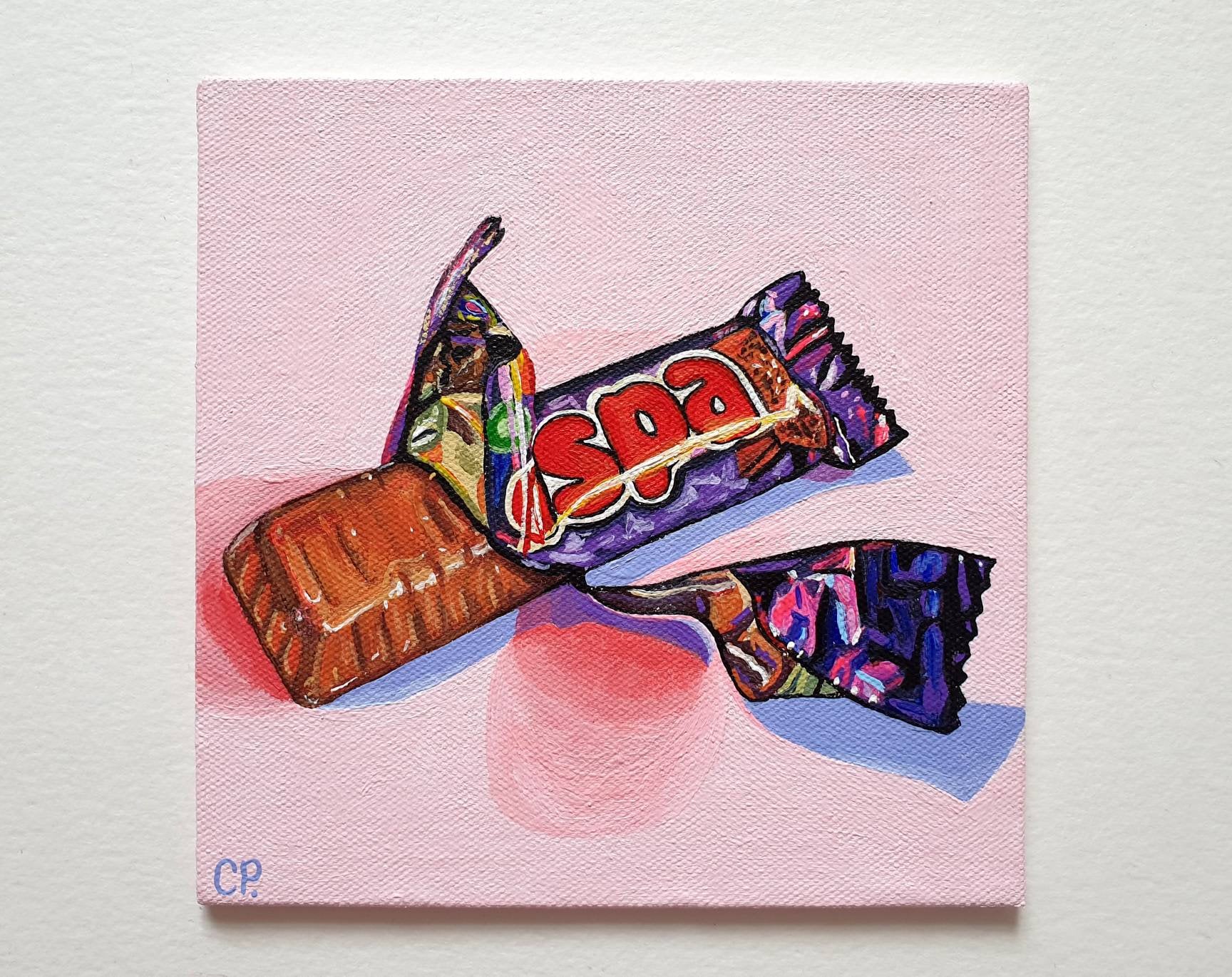 Wispa Bar, Chocolate Painting, Original Still Life Painting