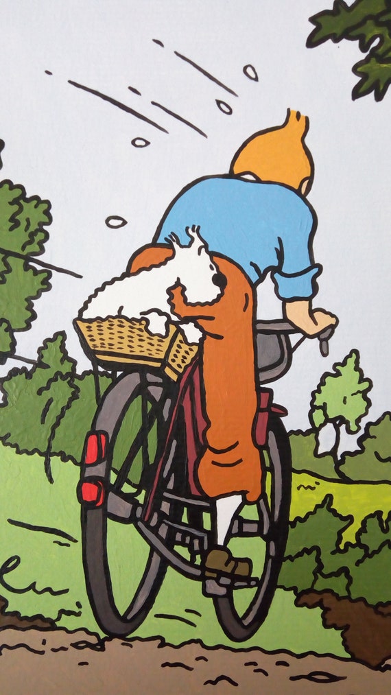 Tintin and Milou (snowy) Landscape Painting, Tintin Comic