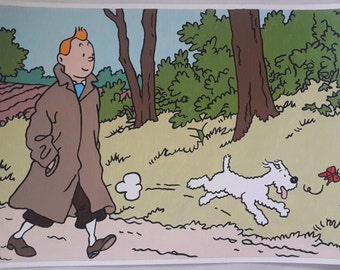 Cuadro de Tintín y Milú (Milú), cuadro de cómic de Tintín, cuadro de 8 x 11