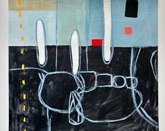 抽象画、ミニ抽象画、小さなオリジナル抽象画、5x7インチ、アクリル画