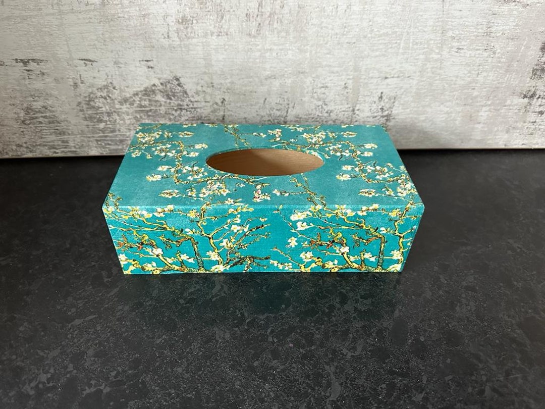 Tissue Box Cover. Teal Small Blossom. Long Etsy UK