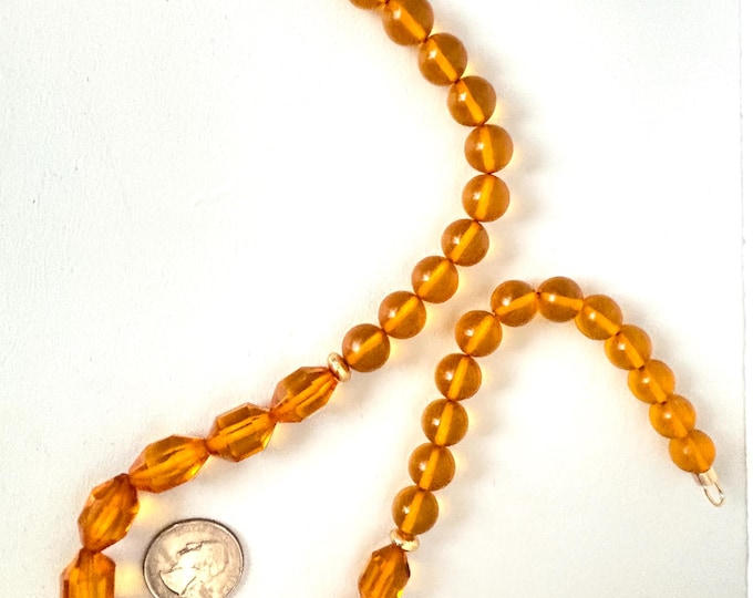 Translucent Bakelite Orange marmalade Necklace with translucent & faceted beads ~21", ~53 gm of wonderful vintage jewelry