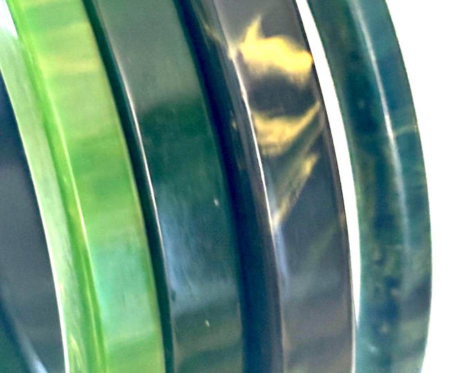 Bakelite tested, Marbled, Bangle spacer LOT~ “slice cut,” "Blue Moon," green, and black ~48 gms ~vintage costume jewelry