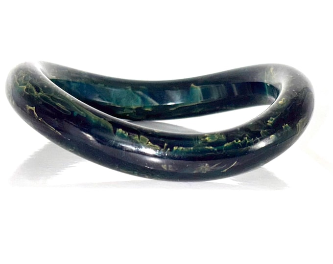 Super RARE "Twisted Pretzel" Bakelite tested BLUE MOON Bangle ~32 gms of hard-to-find, midcentury jewelry