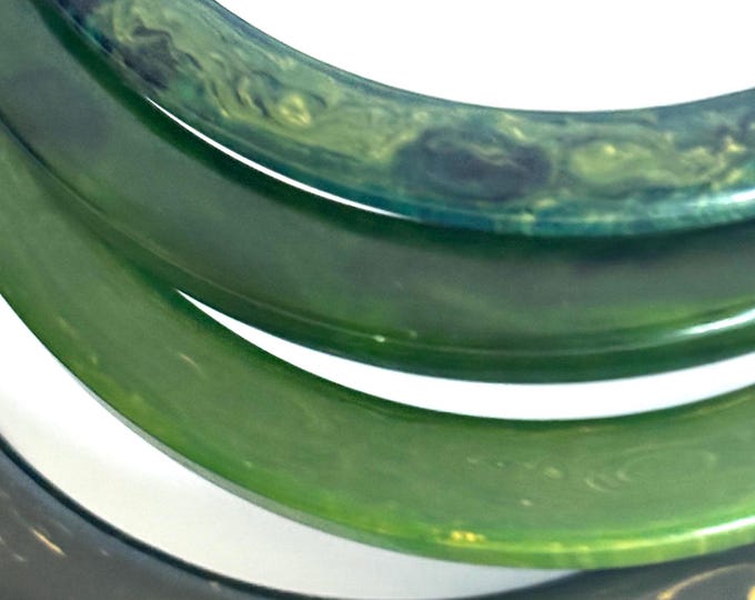 Bakelite tested, Marbled, Bangle spacer LOT~ “slice cut,” "Blue Moon," green, and black ~48 gms ~vintage costume jewelry