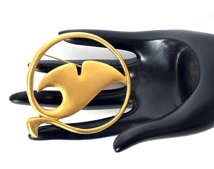 Kenneth Lane signed "Whale Tail" Modernist Pin ~3-1/8" x 2-13/16" vintage costume jewelry