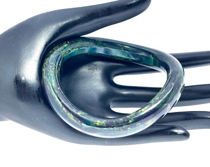 Super RARE Blue MOON wave Bakelite (tested) Bangle ~32 gms of hard-to-find, midcentury jewelry