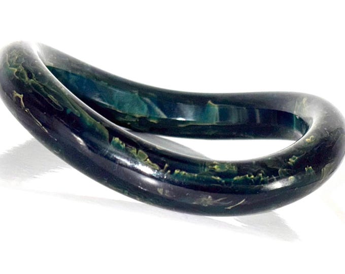 Super RARE Blue MOON wave Bakelite (tested) Bangle ~32 gms of hard-to-find, midcentury jewelry