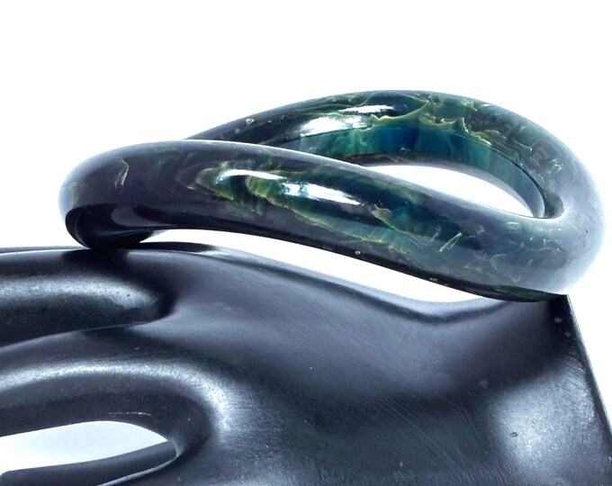 Super RARE "Twisted Pretzel" Bakelite tested BLUE MOON Bangle ~32 gms of hard-to-find, midcentury jewelry