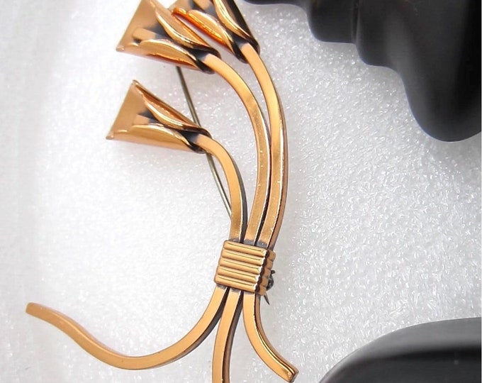 Large Renoir signed Copper created Calla Lily Pin ~3-1/4" x 1-7/8" ~pretty vintage costume jewelry