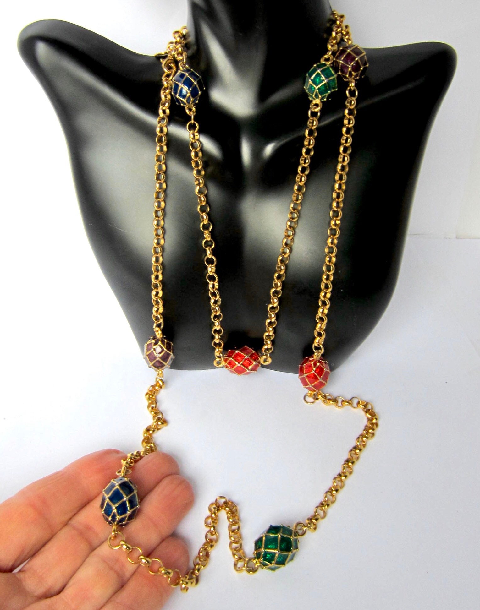 Joan Rivers “Faberge” style long egg Pendant & Chain Necklace