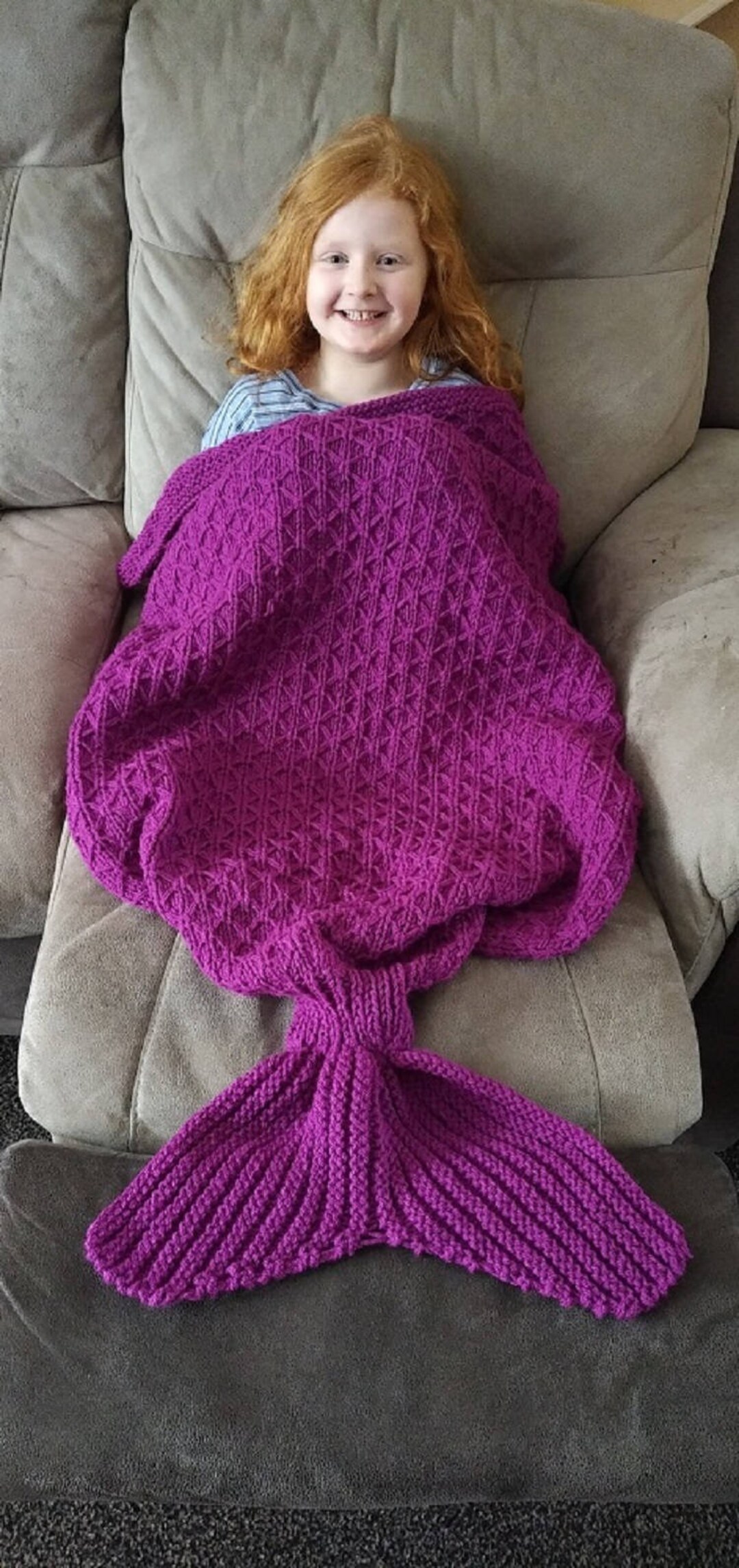 Mermaid Tail Lap Blanket, Hand Knitted, All Sizes Child, Teen and Adult
