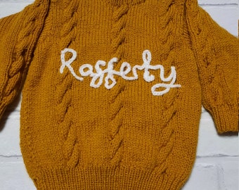 Personalisierte Namensspringer - Add on für Knit Sew Crafty Jumpers. Nicht kaufen, wenn Sie keinen Pullover oder Strickjacke aus stricken genähter Handarbeit hinzugefügt haben.