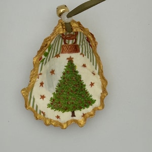 Oyster shell Christmas Tree Christmas ornament, holiday decor, ornament, Christmas tree decor, oyster shell ornament