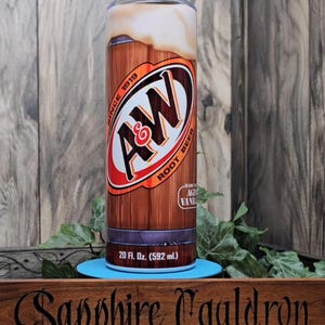 A and W Root Beer Tumbler: 20 oz Stainless Steel with Straw