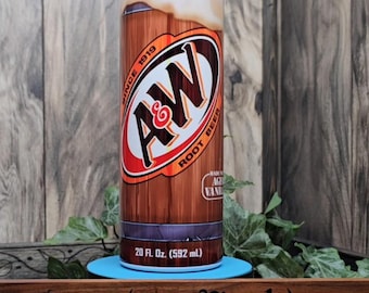 A and W Root Beer Tumbler: 20 oz Stainless Steel with Straw