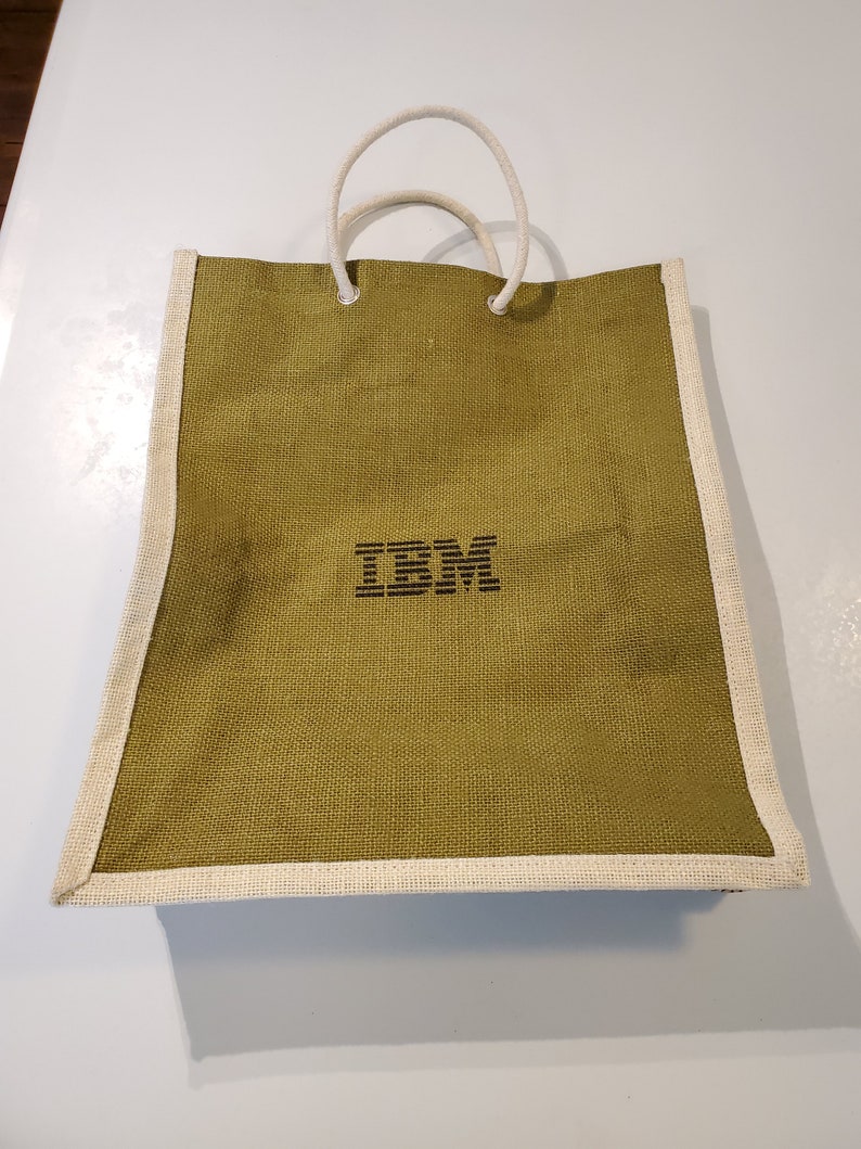 IBM Think Jute Tote Bag - Vintage Burlap - BurlapBags.com