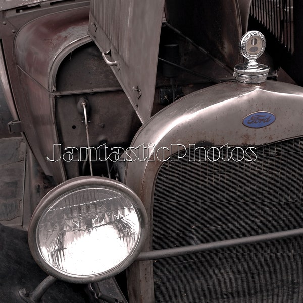 Ford Model A photograph 1929 classic car radiator instant download photo vintage antique automobile hot rod photography