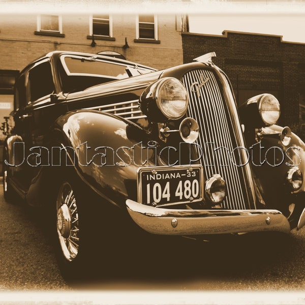 Graham automobile photograph 1933 antique car Instant download photo digitally aged sepia photography vintage classic automotive art