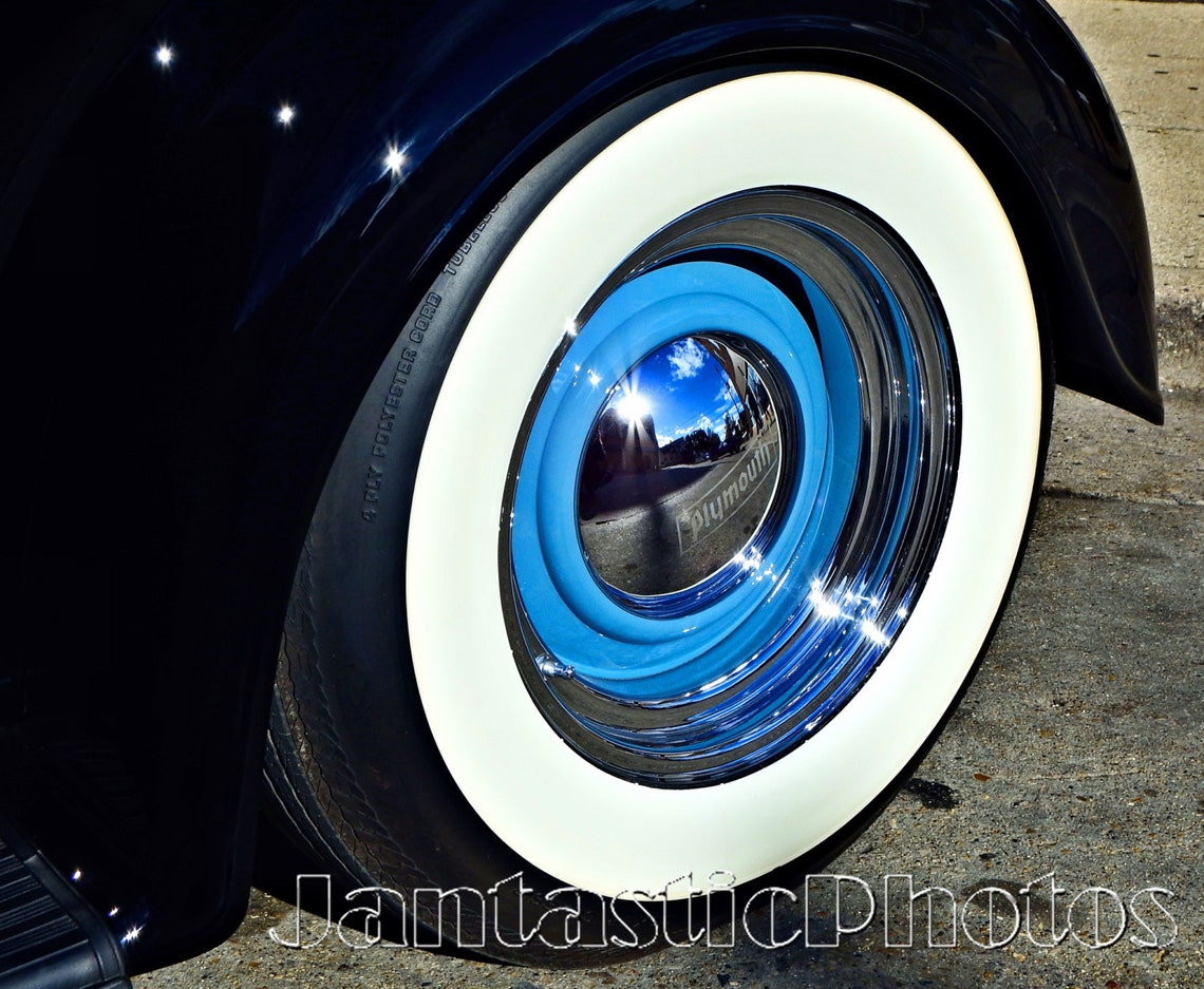 Plymouth Whitewall Photograph Classic Car Tire Hubcap Instant Etsy