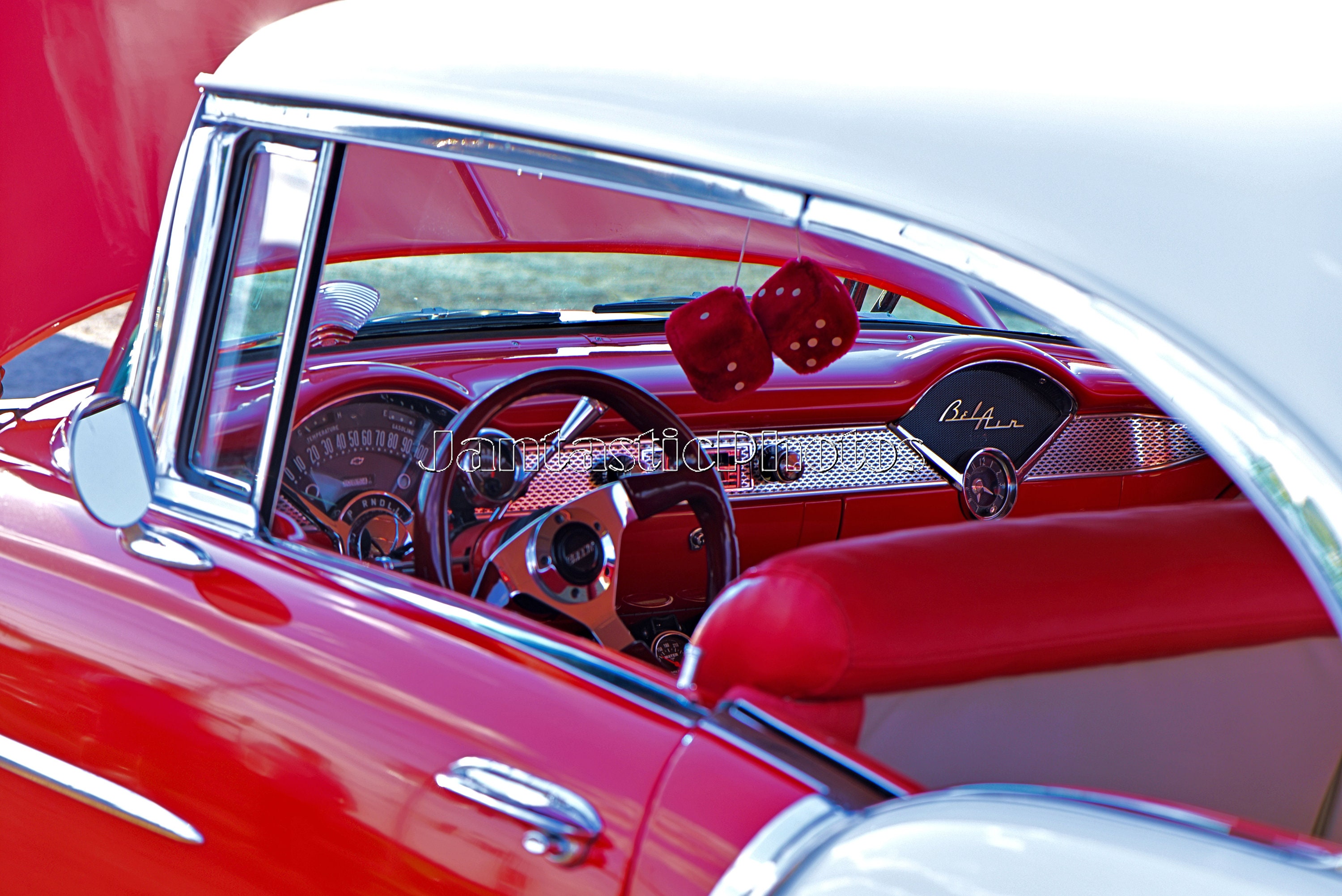 Bel Air Interior Photograph Red 1955 Chevrolet Chevy Instant Download