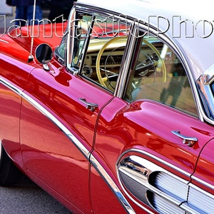 Buick Special Fotografie 1958 vintage rot viertürig Sedan Chrom Borte Instant Download Foto antik Automobil Fotografie Oldtimer