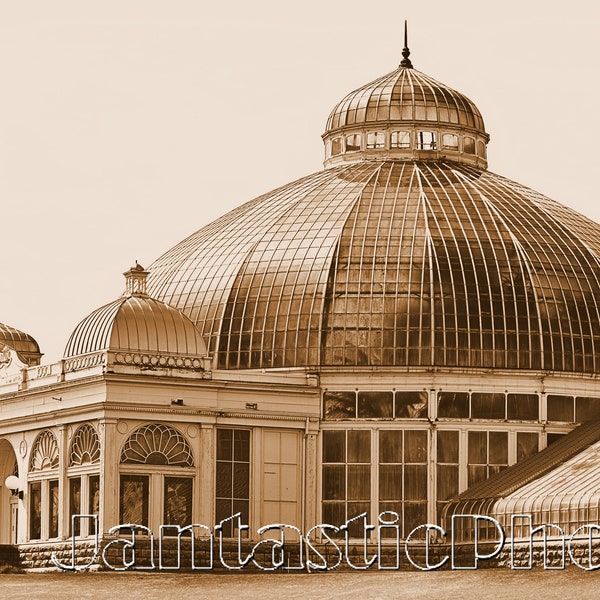Old Conservatory photograph antique glass dome greenhouse Instant download photo architectural history digitally aged photography art