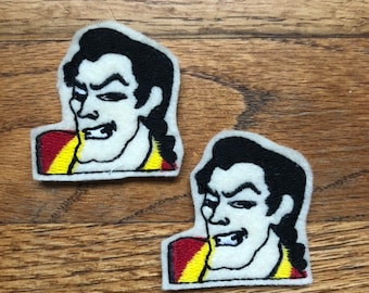 Gaston Feltie Hair Clips: Beauty and the Beast Barrettes (Set of 2)